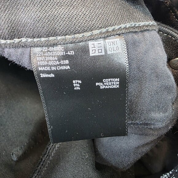 Uniqlo Jeans Womens Size 26 Black Skinny Ankle Raw Hem Distressed Denim Pants - Picture 10 of 11